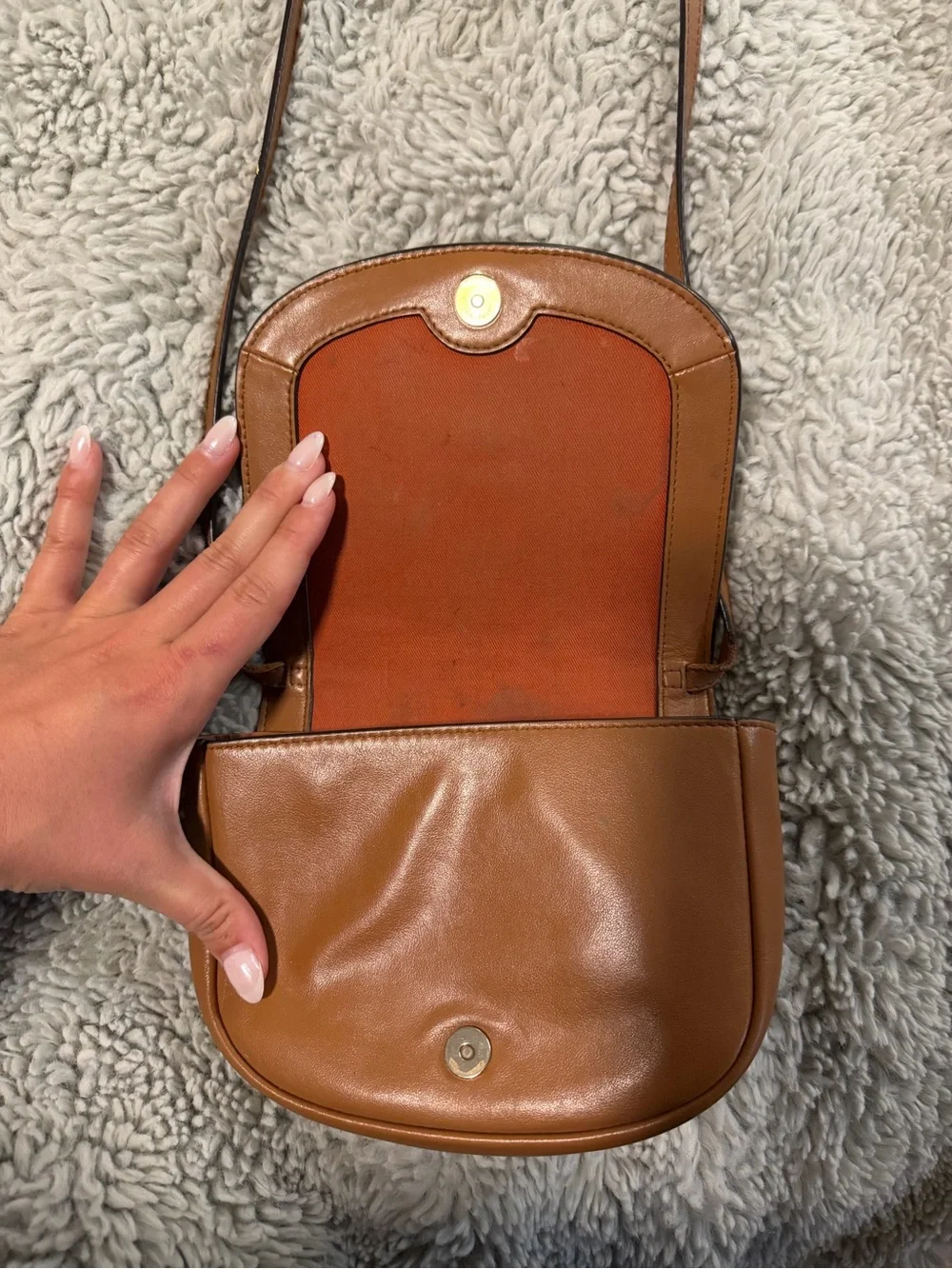 See By Chloe Tan Leather Small Crossbody with Gold Ring Detail